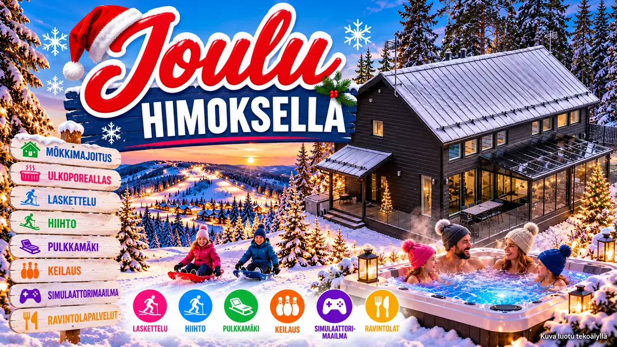 Joulu Himoksella 2026 – joulutunnelmaa, luminen maisema, ulkoporeallas ja talvisia aktiviteetteja